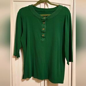 Women's Charter Club Cotton/Modal Green & Gold Size 1X